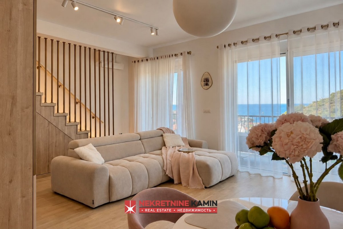 For Sale: Three-Room Duplex Apartment with Sea View in Pržno, Budva